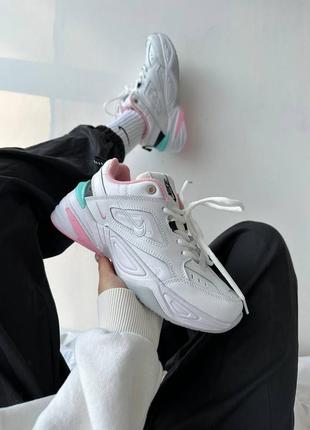 Кроссовки nike m2k tekno white pink black grey2 фото