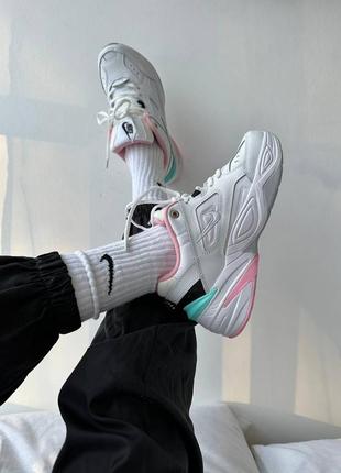 Кроссовки nike m2k tekno white pink black grey