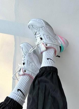 Кроссовки nike m2k tekno white pink black grey5 фото