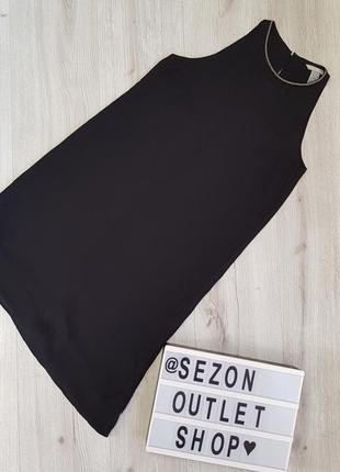 Шифоновое черное платье без рукавов с асиметричным низом hm xs2 фото