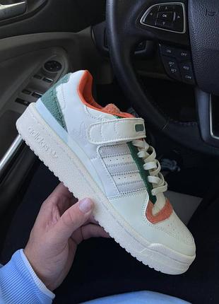 Кросівки adidas forum white grey green coral1 фото