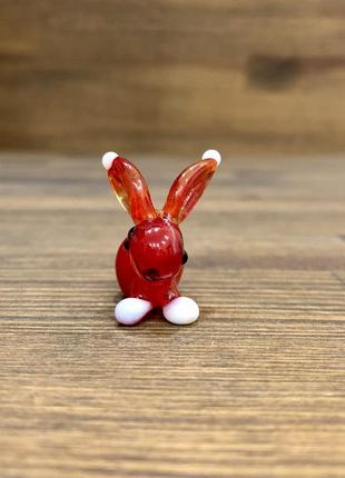 Фігурка кріль (кроль, кролик) червоний міні ( висота 2,4 см) скло символ року4 фото