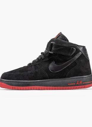 Зимові кросівки nike air force 1 high black red