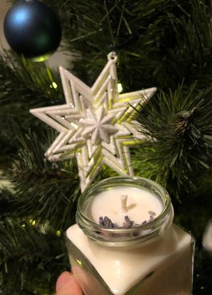 Соєві свічки ручної роботи лаванда (різдвяний набір свічок)4 фото