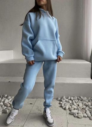 Скидка 💛и💙 теплий спортивний костюм оверсайз на флісі 👌лідер продажів👌 20 кольорів