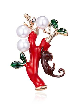 🏵цікава брошка дерево і мавпочка, нова! арт. 2959