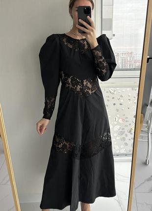 Черное нарядное платье в стиле wednesday h&m розмір2 фото