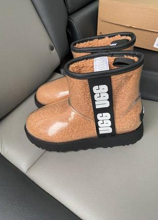 Зимові плюшеві непромокаючі уггі ugg. гумові уггі. резинові чоботи. колір коричневий