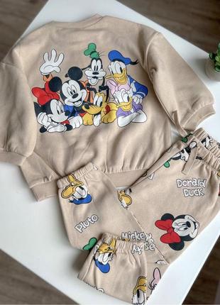 Флісвий костюм h&m  світшот кофта набір комплект disney на філісі теплий зимовий утеплений дісней для дівчинки 98 мінні з міккі gap next zara mango