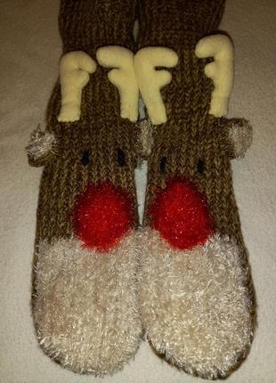 Носки олень с рожками2 фото