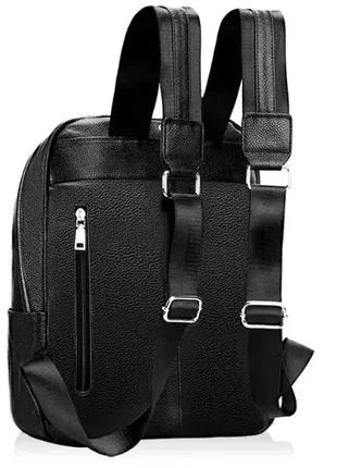Чоловічий шкіряний рюкзак класичний чорний із натуральної шкіри5 фото