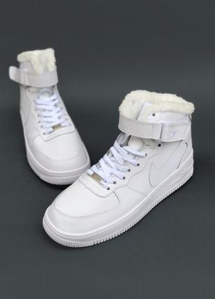 Кросівки унисекс  nike air force 1 high white fur