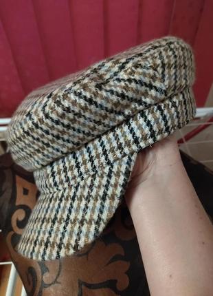Крутий теплий картуз,кепі,фуражка,кашкет,в клітинку,гусячу лапку,pull&bear