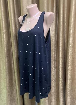 Майка h&m чорна з стразами віскоза розмір xl