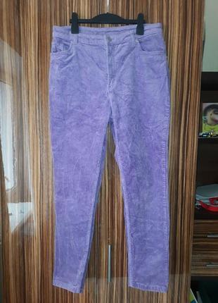 Мега стильные лавандовые сиреневые вельветовые джинсы момы с высокой посадкой monki
