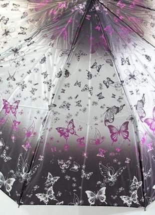 Зонт полуавтомат с бабочками, антиветер на 10спиц.4 фото