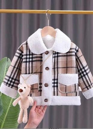 Стильное кашемировое пальто с мишкой