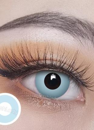 Линзы для глаз цветные голубые. хорошее перекрытие своего цвета