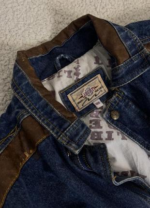 Винтажная утепленная джинсовая курточка косуха2 фото