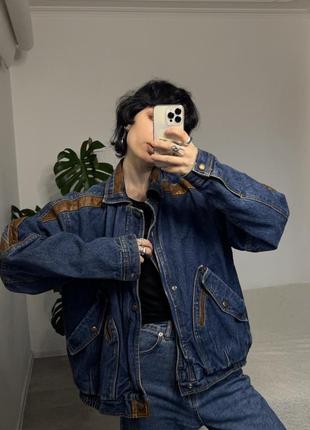Винтажная утепленная джинсовая курточка косуха7 фото