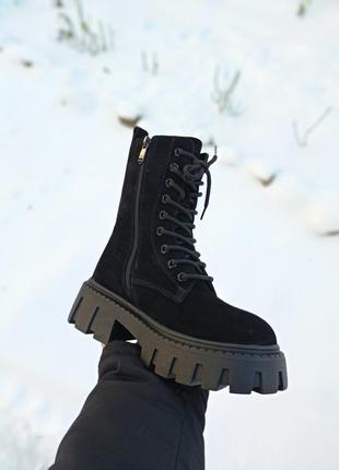 Зимние ботинки на платформе натуральная замша3 фото