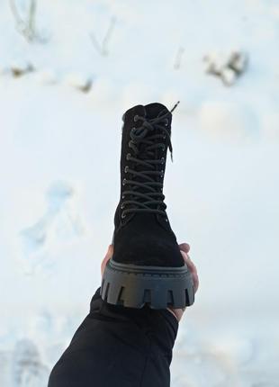 Зимние ботинки на платформе натуральная замша8 фото