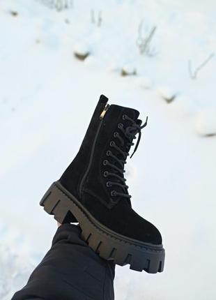 Зимние ботинки на платформе натуральная замша5 фото