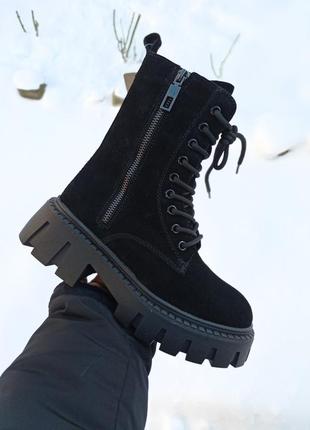 Зимние ботинки на платформе натуральная замша2 фото
