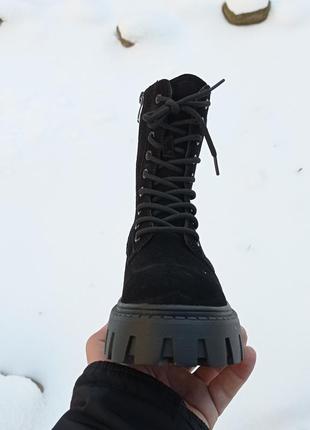 Зимние ботинки на платформе натуральная замша6 фото
