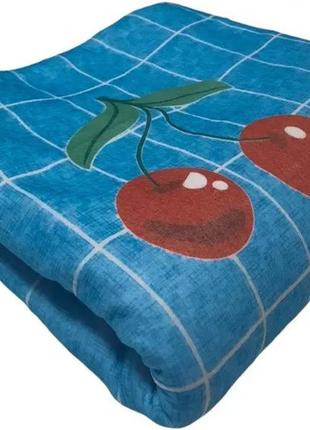 Электропростынь electric blanket 5734 150х120 см, голубая с вишнями1 фото