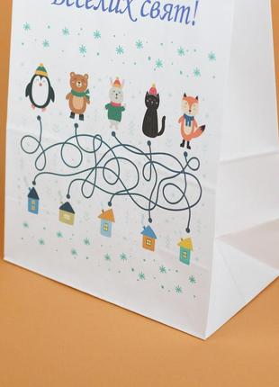 Новорічні подарункові пакети з ручками 260*150*350 новорічні пакети для цукерок паперові пакети для новорічних подарунків6 фото