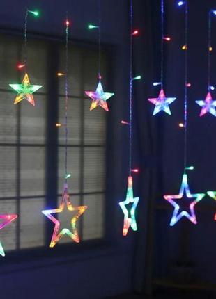 Світлодіодна гірлянда "зорепад" 2.5 м 138led 12 кольорових зірок1 фото