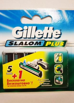 Gillette slalom plus слалом плюс касети 5 +1 шт., леза для бритви