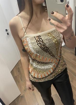 Топ з пайетками сріблястий з бісером юбка