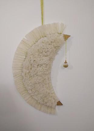 Панно на стену, полумесяц, декор на стену, новогодний декор, декор на дверь, макраме декор,