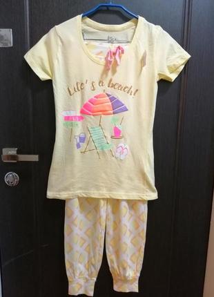 Стильная пижама лимонного цвета р. s primark f&f2 фото