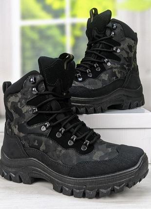 Ботинки берцы мужские зимние черные на шнурках даго украина3 фото