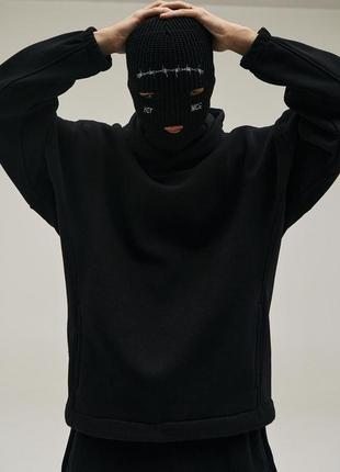 Мужская балаклава черная унисекс проволока трехдырочная теплая6 фото