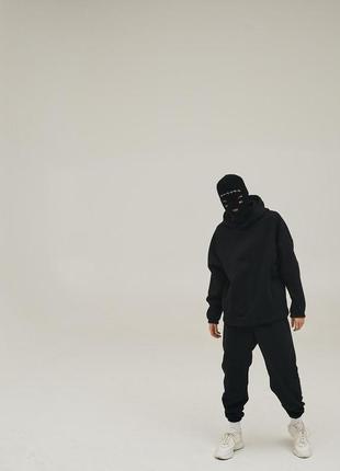 Мужская балаклава черная унисекс проволока трехдырочная теплая4 фото