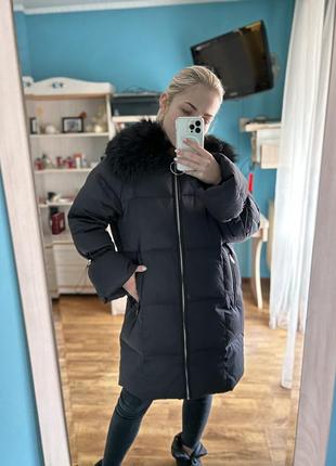Тепле пальто обʼємний пуховик стиль zara