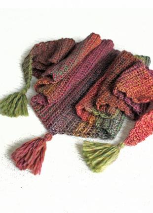Зимний детский шарф бактус из мягкой шерсти меринос шерстяной женский шарф сливовый зеленый бордовый6 фото
