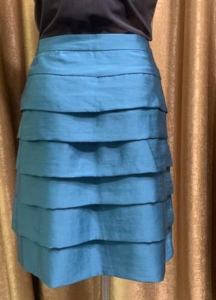 Легкая летняя юбка h&amp;m цвета малахит, зелено-синий, размер m