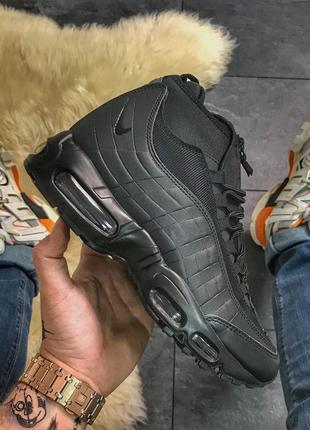 Зимние мужские черные термо кроссовки nike air max sneakerboot 95🆕 теплые найки