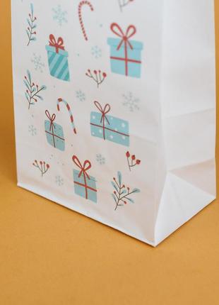 Подарунковий пакет на новий рік маленький 150*90*240 упаковка для новорічних різдвяних подарунків3 фото