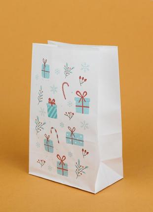 Подарунковий пакет на новий рік маленький 150*90*240 упаковка для новорічних різдвяних подарунків2 фото