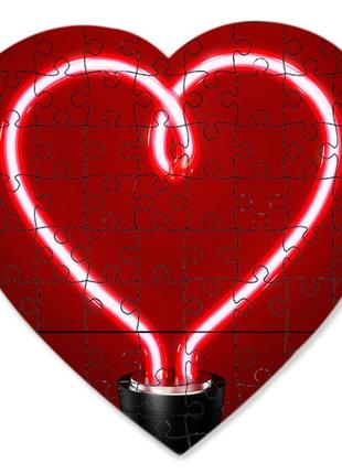 Пазл у формі серця - серце лампочка 190х190 мм