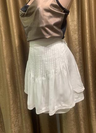 Белая, вискозная, лёгкая, воздушная юбка lindex с прошвой, р.m2 фото