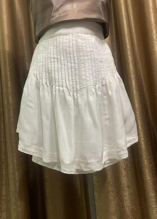 Белая, вискозная, лёгкая, воздушная юбка lindex с прошвой, р.m4 фото