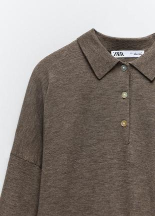 Джемпер поло оверсайз зі змішаної вовни мериноса та вовни, яка zara/5930/2 фото