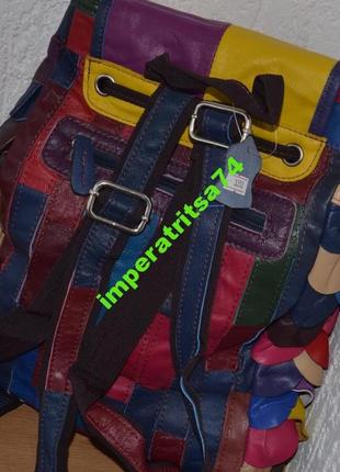 Яркий разноцветный кожаный рюкзак.5 фото